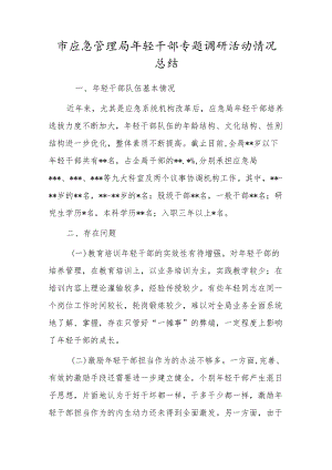 市应急管理局轻干部专题调研活动情况总结.docx