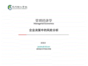 hjt管理经济学企业决策中的风险分析课件.ppt