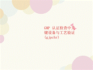 GMP-认证检查中关键设备与工艺讲义验证(gjpchr)课件.ppt