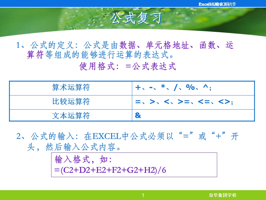 EXCEL中常用函数应用ppt课件.ppt_第1页