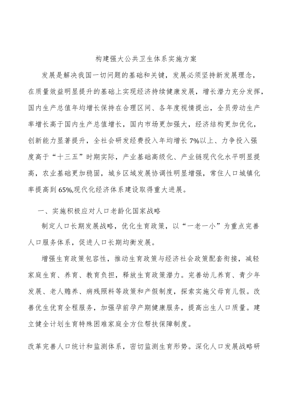 构建强大公共卫生体系实施方案(1).docx_第1页