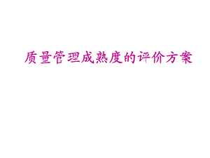 质量管理成熟度的评价方案课件.ppt