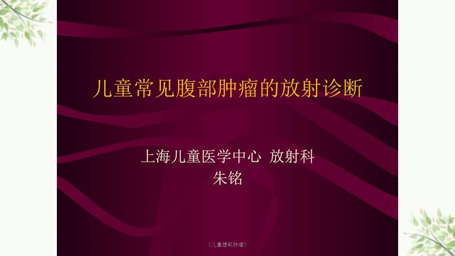 《儿童腹部肿瘤》课件.ppt_第1页