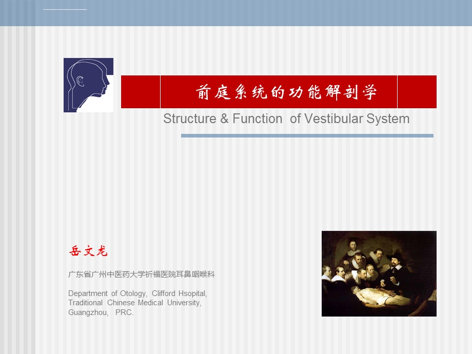 岳文龙《前庭系统的功能解剖学》ppt课件.ppt_第1页