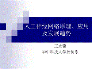 人工神经网络原理、应用课件.ppt