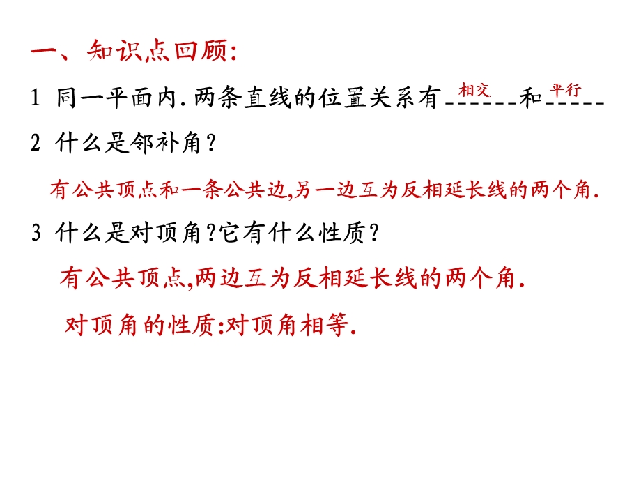 人教版七年级数学下册第五章相交线与平行线单元复习(共44张)课件.ppt_第3页