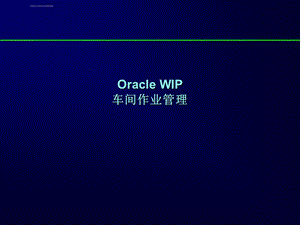 oracle理论车间作业管理wip培训ppt课件.ppt