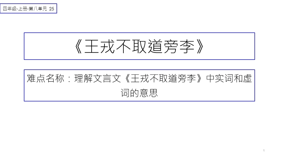 人教版部编版小学语文四年级上册《王戎不取道旁李》教学课件.ppt_第1页