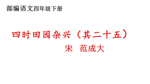 人教版(部编版)小学语文四年级下册第一单元第一课古诗三首四时田园杂兴(其二十五)课件.pptx