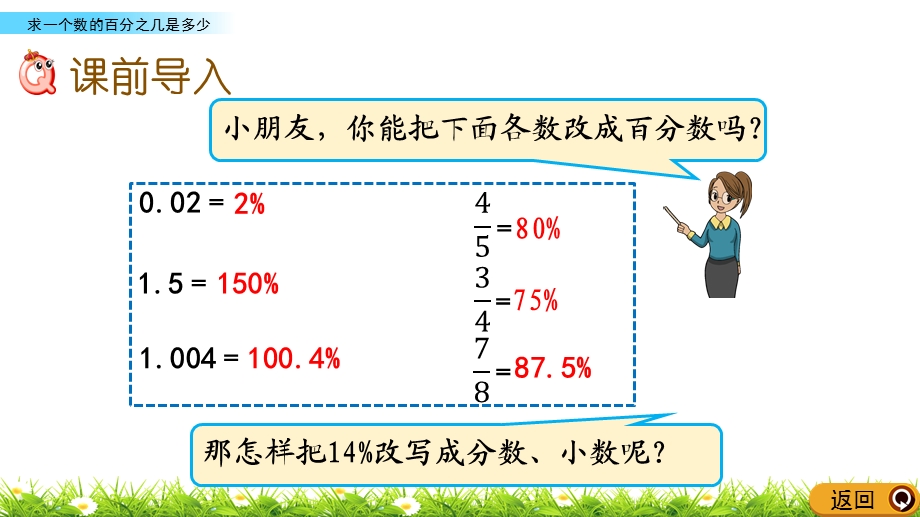 人教版小学六年级上册数学《求一个数的百分之几是多少》课件.pptx_第2页