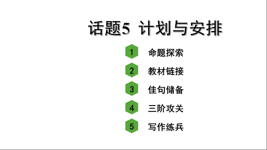 人教版中考英语作文指导与复习——话题5计划与安排课件.ppt_第1页