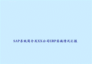 SAP系统简介及XX公司ERP实施情况汇报ppt课件.ppt