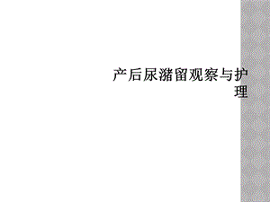 产后尿潴留观察与护理课件.ppt