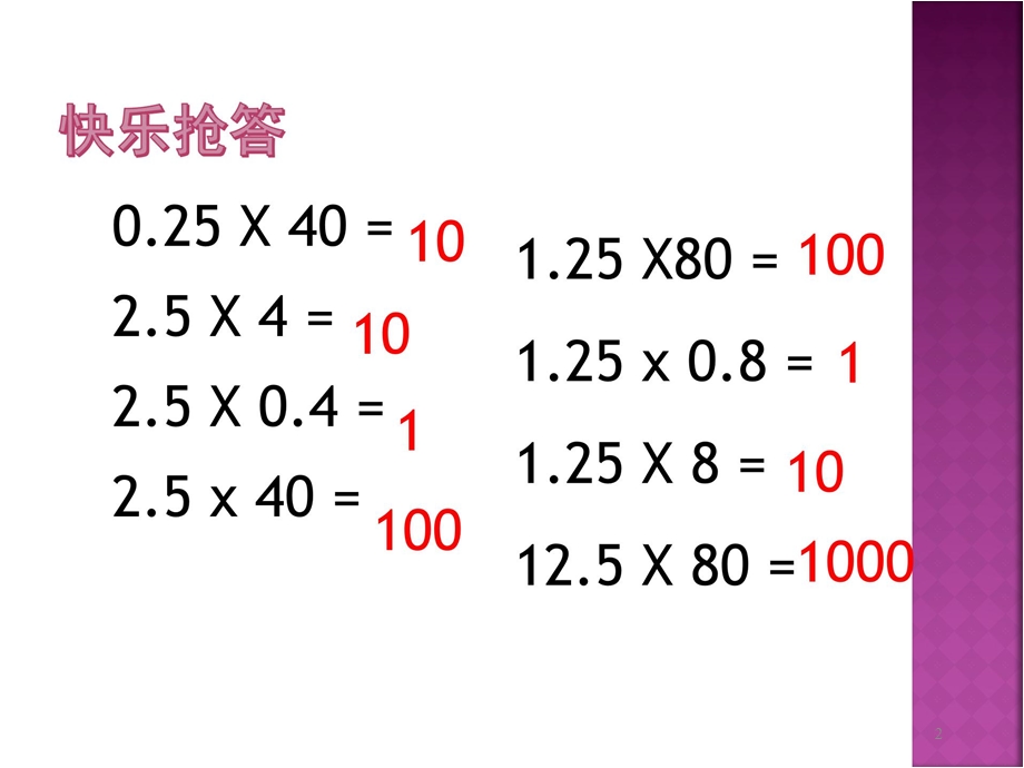 人教版五年级上册1小数乘法整数乘法运算定律推广到小数复习：小数乘法的简便计算课件.ppt_第2页