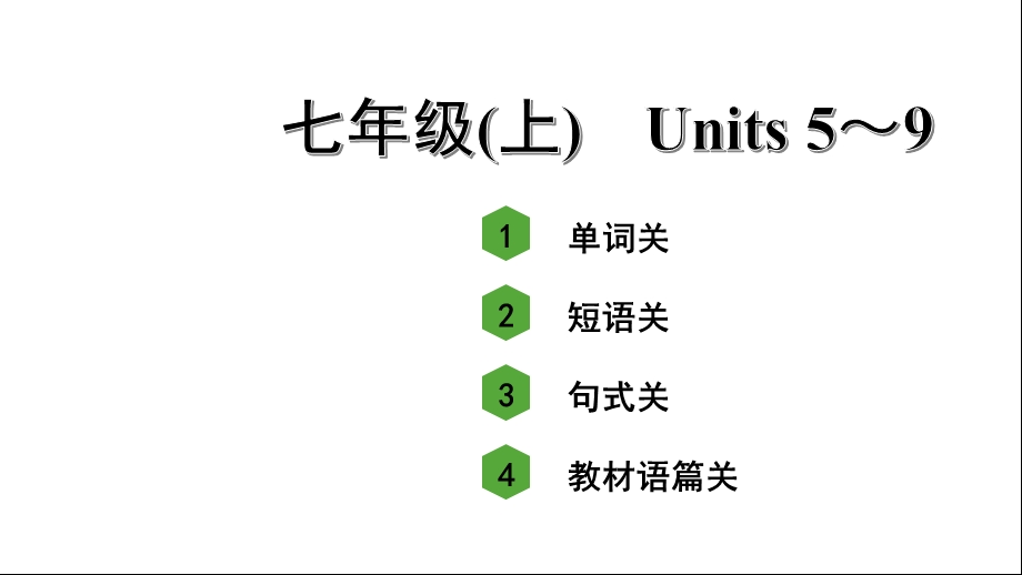 人教版中考英语词汇复习——七年级(上)Units5～9课件.ppt_第1页