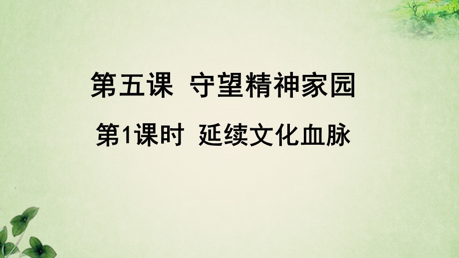 人教部编版九年级道德与法治上册《第五课守望精神家园延续文化血脉》教学课件.ppt_第1页