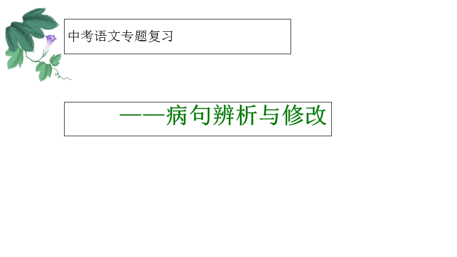 中考语文专题复习《病句辨析与修改》课件(共44张).ppt_第1页