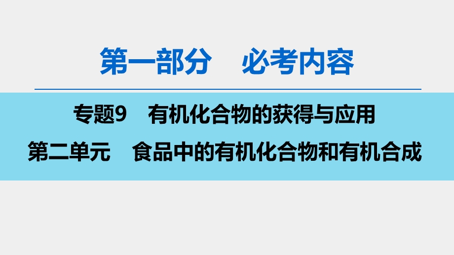 2020版第1部分 专题9 第2单元 食品中的有机化合物和有机合成ppt课件.ppt_第1页