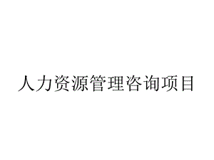 人力资源管理咨询项目.ppt