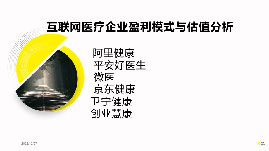 20年互联网医疗企业盈利模式与估值分析(阿里健康、平安好医生、微医、京东健康、卫宁健康、创业慧康)ppt课件.pptx_第1页