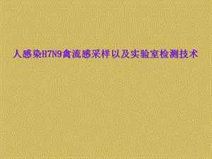 人感染H7N9禽流感采样以及实验室检测技术课件.ppt