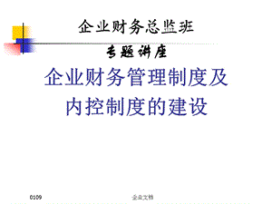 企业财务总监班专题讲座企业财务管理制度及内控制度的建设课件.ppt