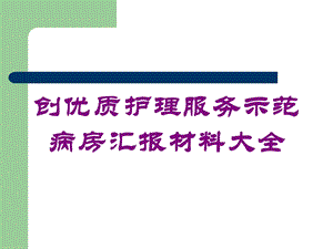 创优质护理服务示范病房汇报材料大全培训课件.ppt