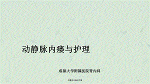 动静脉内瘘与护理课件.ppt