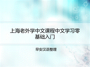 上海老外学中文课程中文学习零基础入门ppt课件.ppt