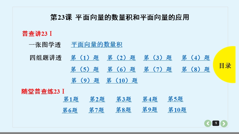 全国理数第23课平面向量的数量积和平面向量的应用课件.pptx_第1页