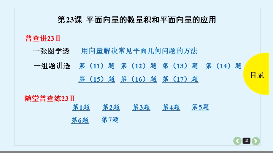 全国理数第23课平面向量的数量积和平面向量的应用课件.pptx_第2页