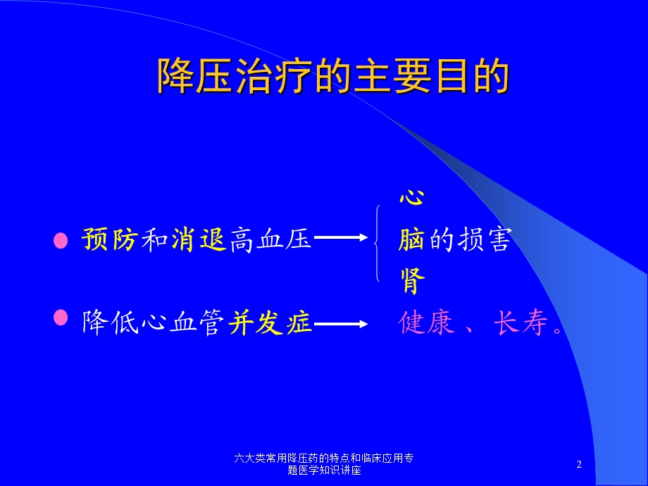 六大类常用降压药的特点和临床应用专题医学知识讲座培训课件.ppt_第2页