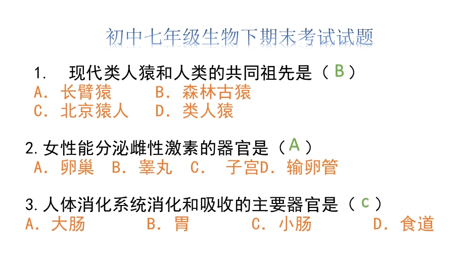 七年级生物下册复习题ppt课件.pptx_第2页