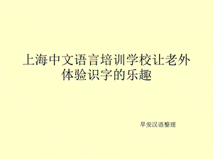 上海中文语言培训学校让老外体验识字的乐趣ppt课件.ppt