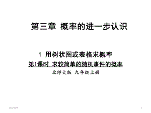 北师大版数学九年级上册31用树状图或表格求概率第1课时课件(共14张).ppt