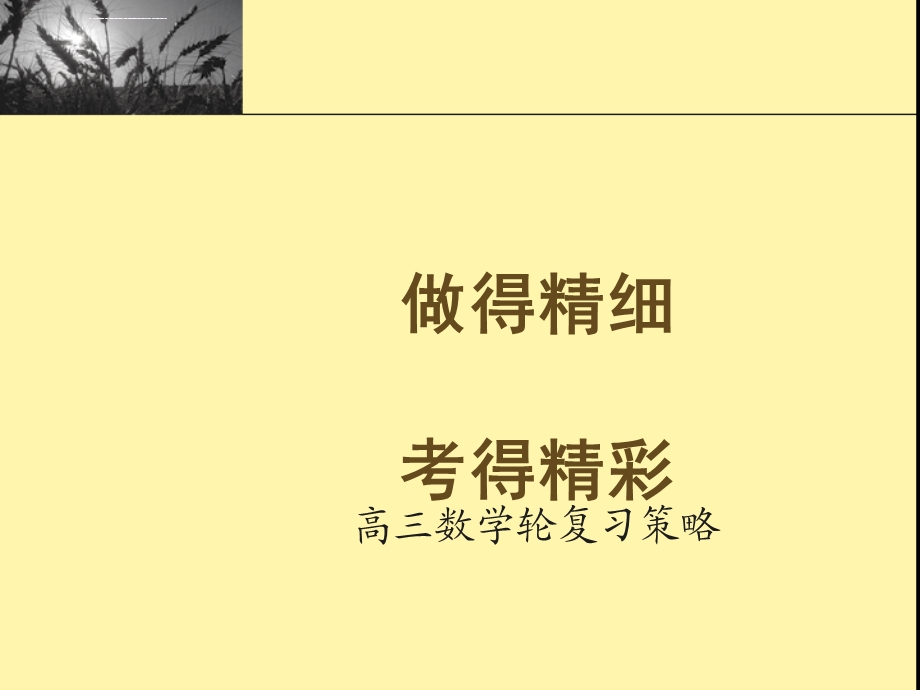 做得精细、考得精彩——高三数学第一轮复习策略ppt人教版课件.ppt_第1页