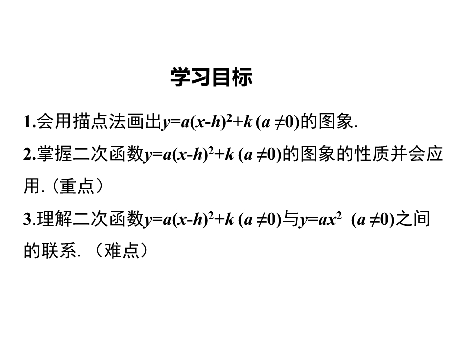 北师大版九年级数学下册《22第4课时二次函数y=a(xh)2+k的图象与性质》课件.ppt_第2页