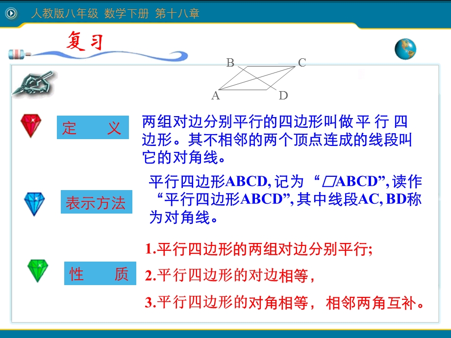 人教版八年级数学下册1811平行四边形的性质ppt课件.ppt_第1页