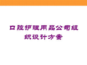 口腔护理用品公司组织设计方案培训课件.ppt