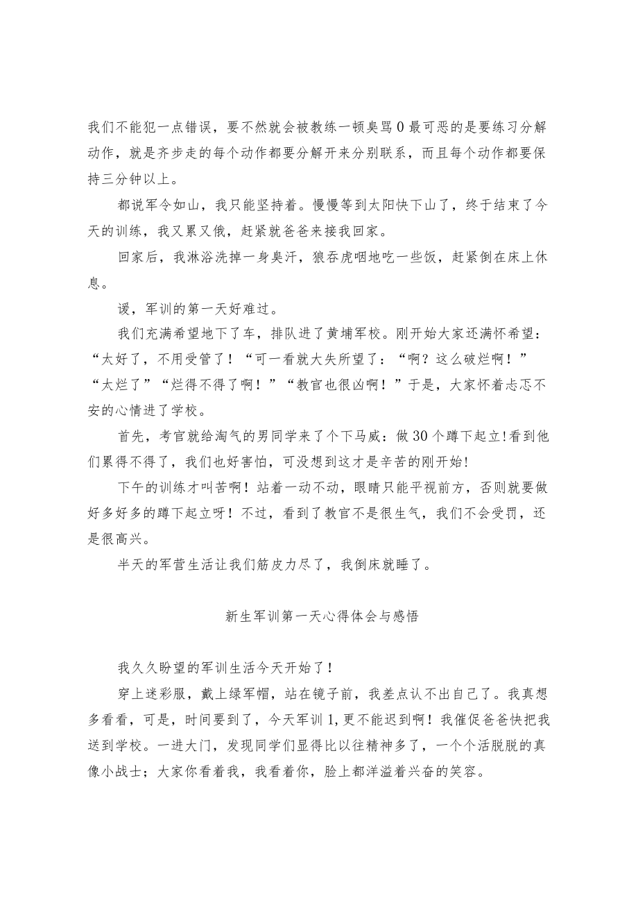 新生军训第一天心得体会与感悟.docx_第3页