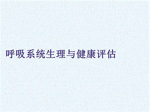 呼吸系统生理与健康评估课件.ppt