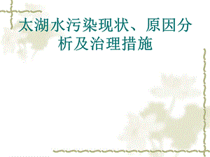 太湖水污染原因分析、现状及治理分析ppt课件.ppt