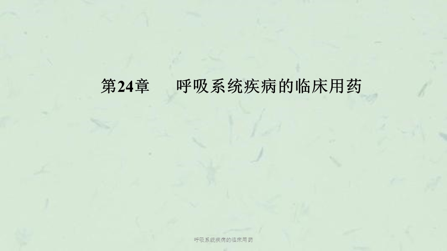 呼吸系统疾病的临床用药课件.ppt_第1页