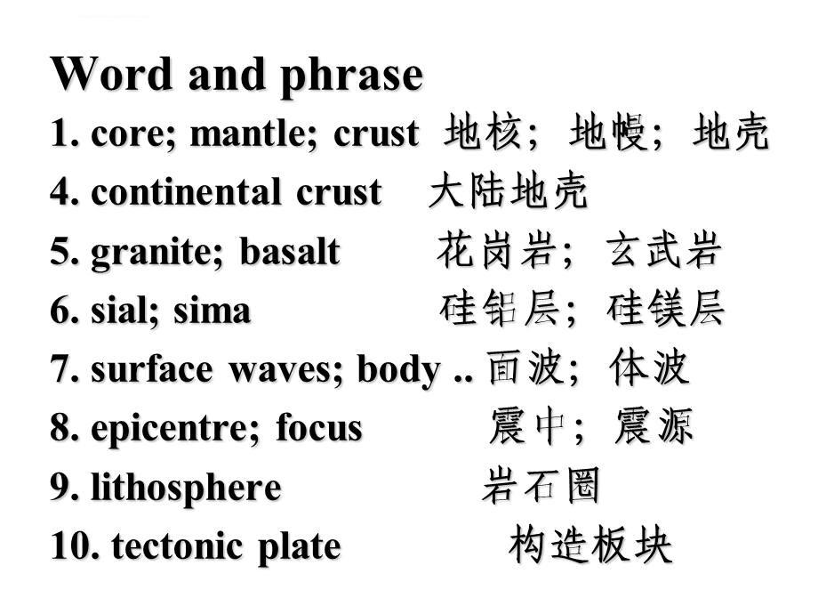 地理科学专业英语单词复习ppt课件.ppt_第1页