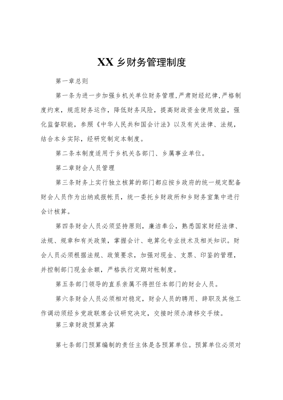 XX乡财务管理制度.docx_第1页