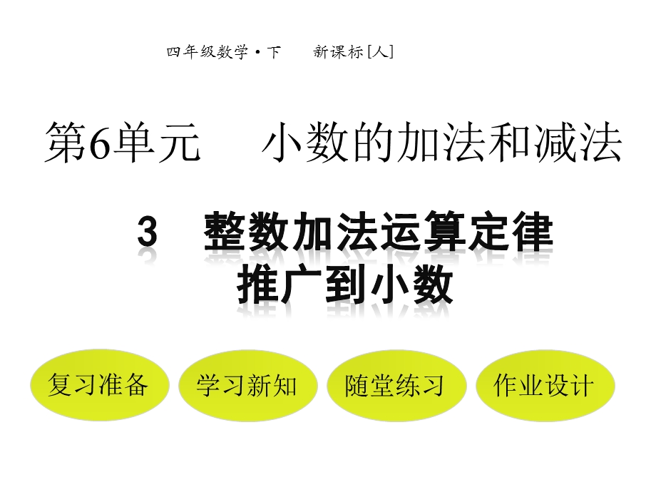 四年级下册数学第6单元整数加法运算定律推广到小数人教版课件.pptx_第1页