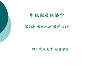 中级微观经济学（第二讲）课件.ppt