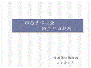 动态资信调查 陌生拜访技巧课件.ppt