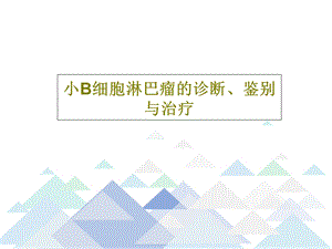 小B细胞淋巴瘤的诊断鉴别与治疗课件.ppt