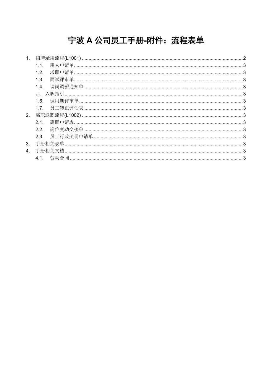 有限公司人力资源流程表单大全.doc_第1页